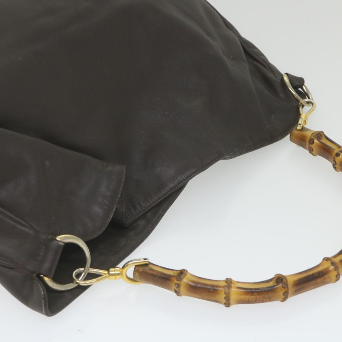 GUCCI Bamboo Shoulder Bag Leather Brown 001 1781 1577 bs9603