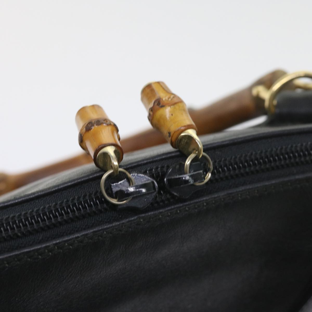 GUCCI Bamboo Shoulder Bag Leather Black 000 0289 200110 bs9692