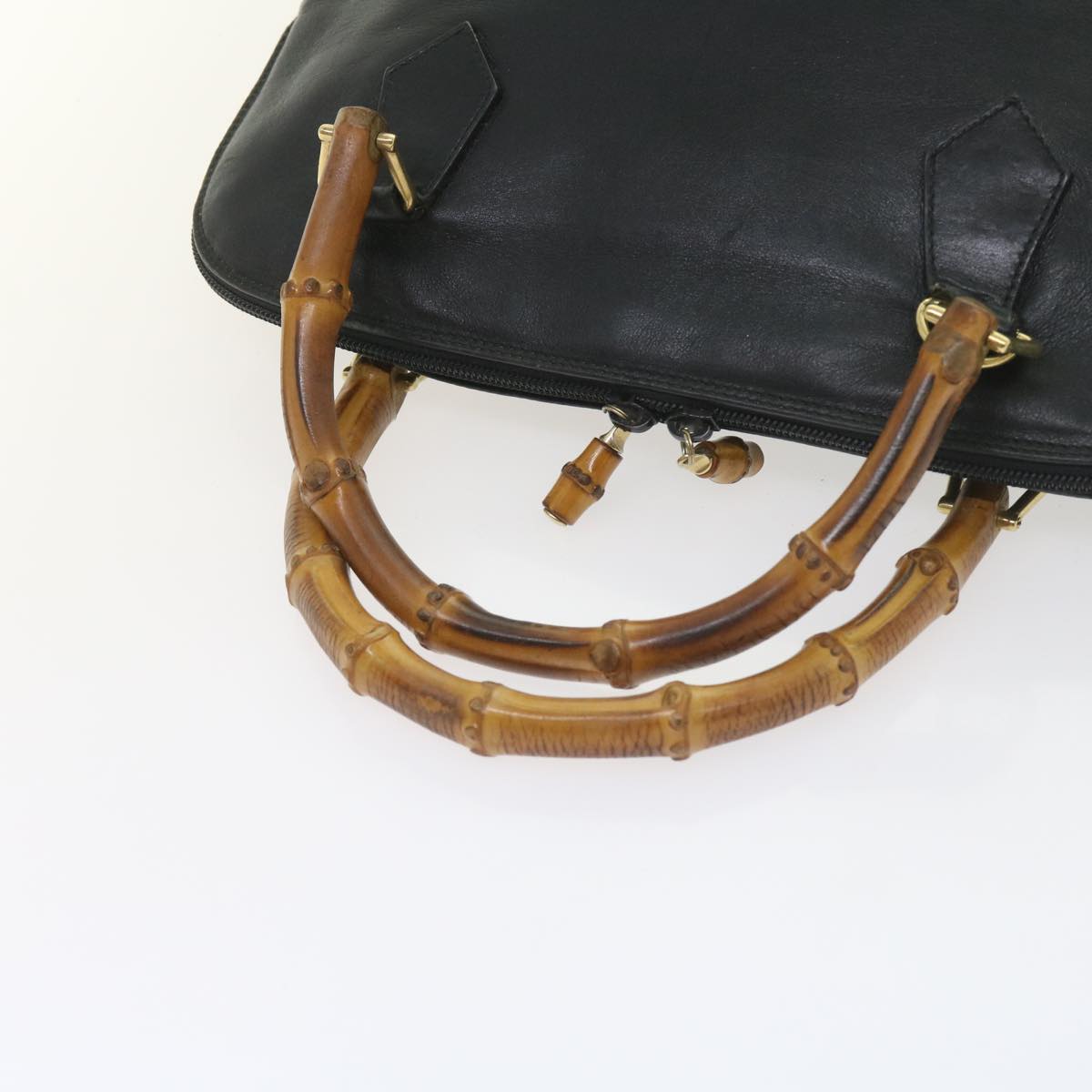 GUCCI Bamboo Shoulder Bag Leather Black 000 0289 200110 bs9692