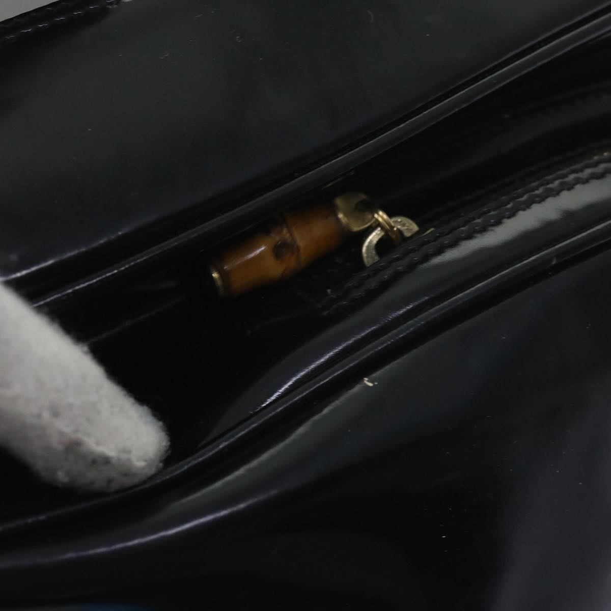 GUCCI Bamboo Body Bag Leather Black 003 3444 0027 bs9736