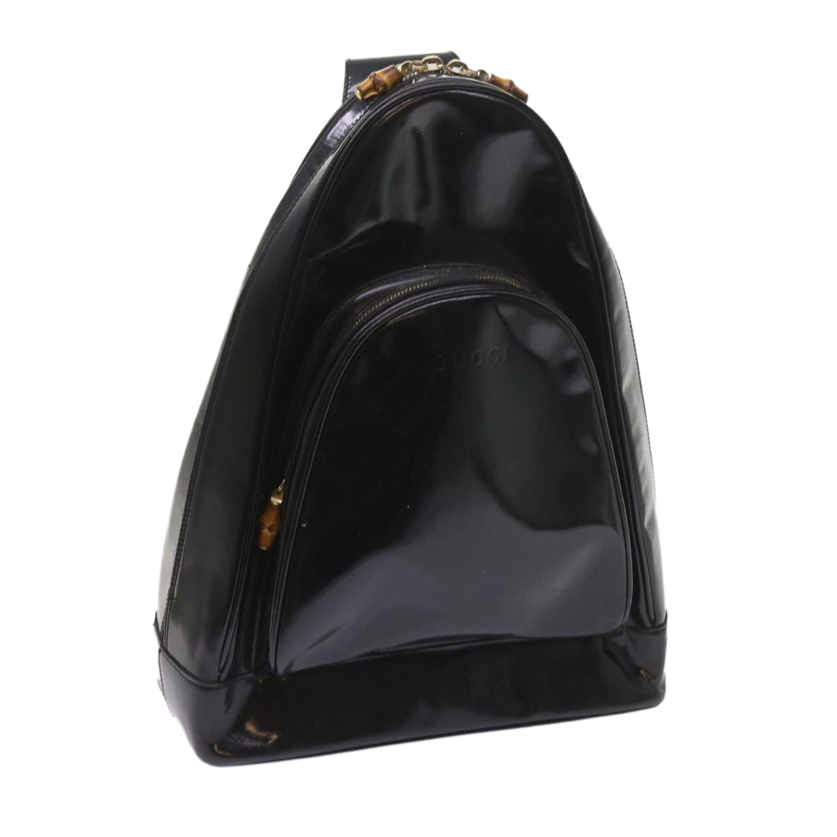 GUCCI Bamboo Body Bag Leather Black 003 3444 0027 bs9736