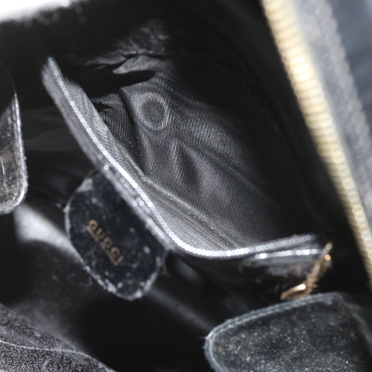 GUCCI Bamboo Body Bag Leather Black 003 3444 0027 bs9736