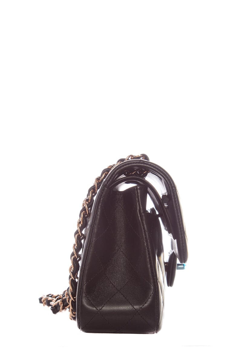Chanel Black Lambskin Small Classic Flap RGHW Handbag