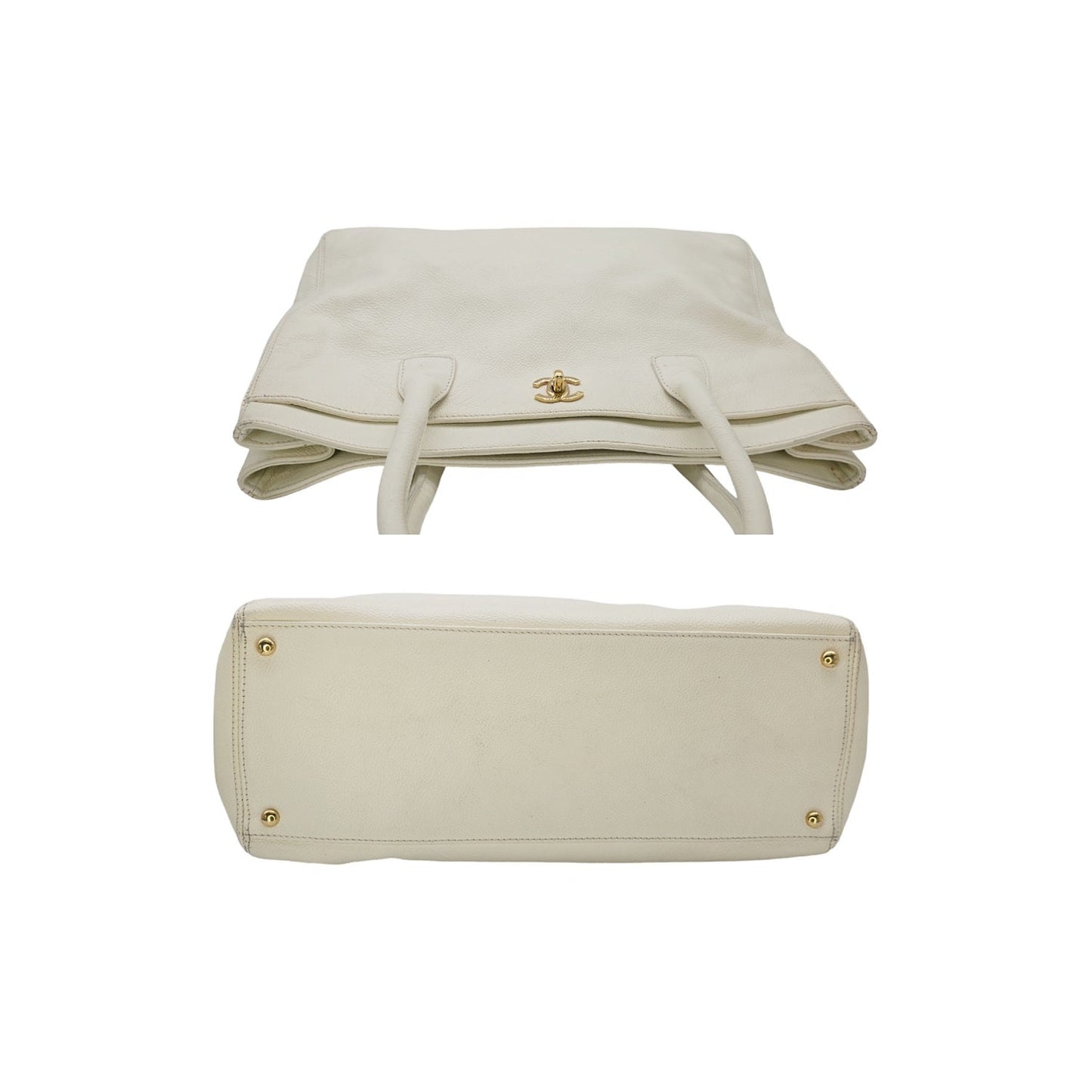Chanel Vintage Calfskin Cerf Executive Shopper Tote White