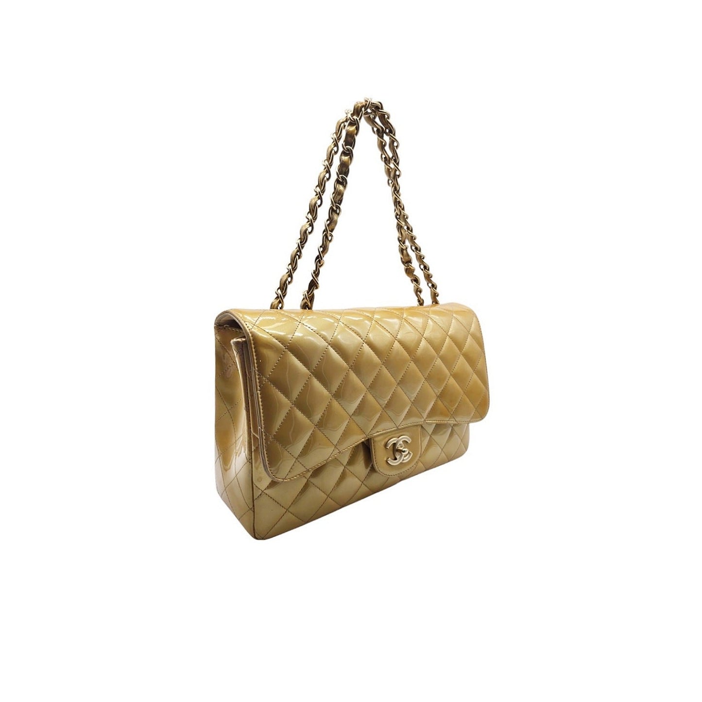 Chanel Vintage Classic Quilted Patent Single Jumbo Flap Bag