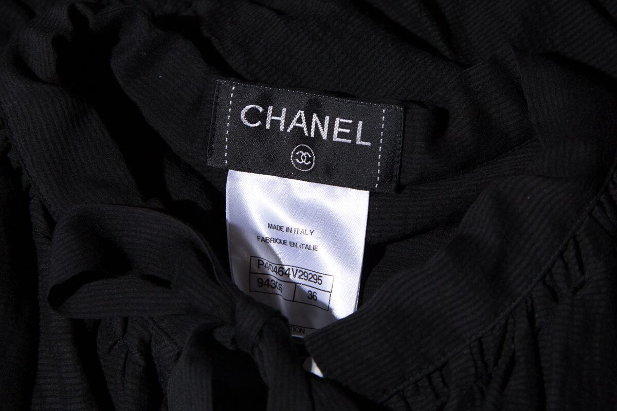 Chanel Black L/S Peasant Blouse SZ 36