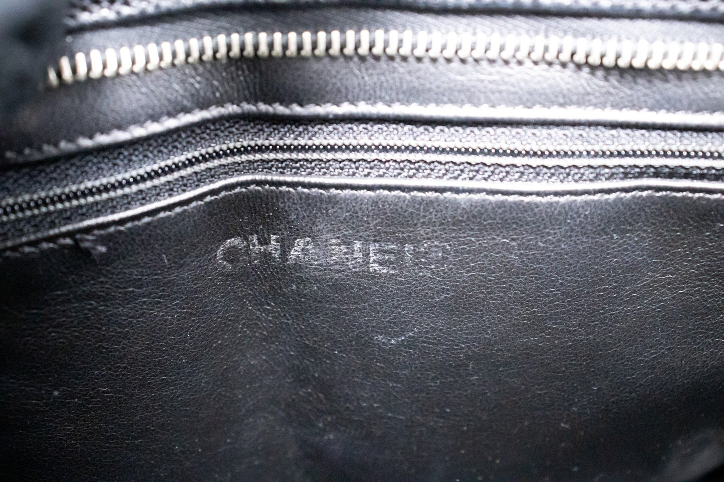 CHANEL Silver Medallion Caviar Shoulder Bag Shopping Tote Black k56
