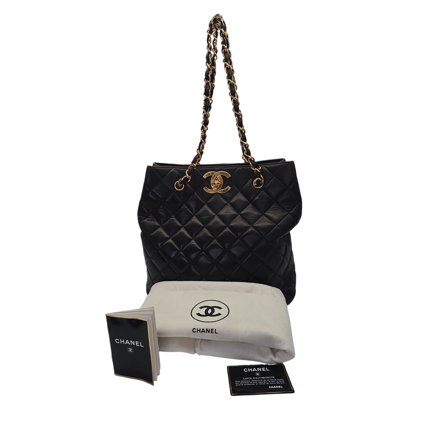 Chanel 90s Quilted Lambskin Oversize CC Shopping Tote