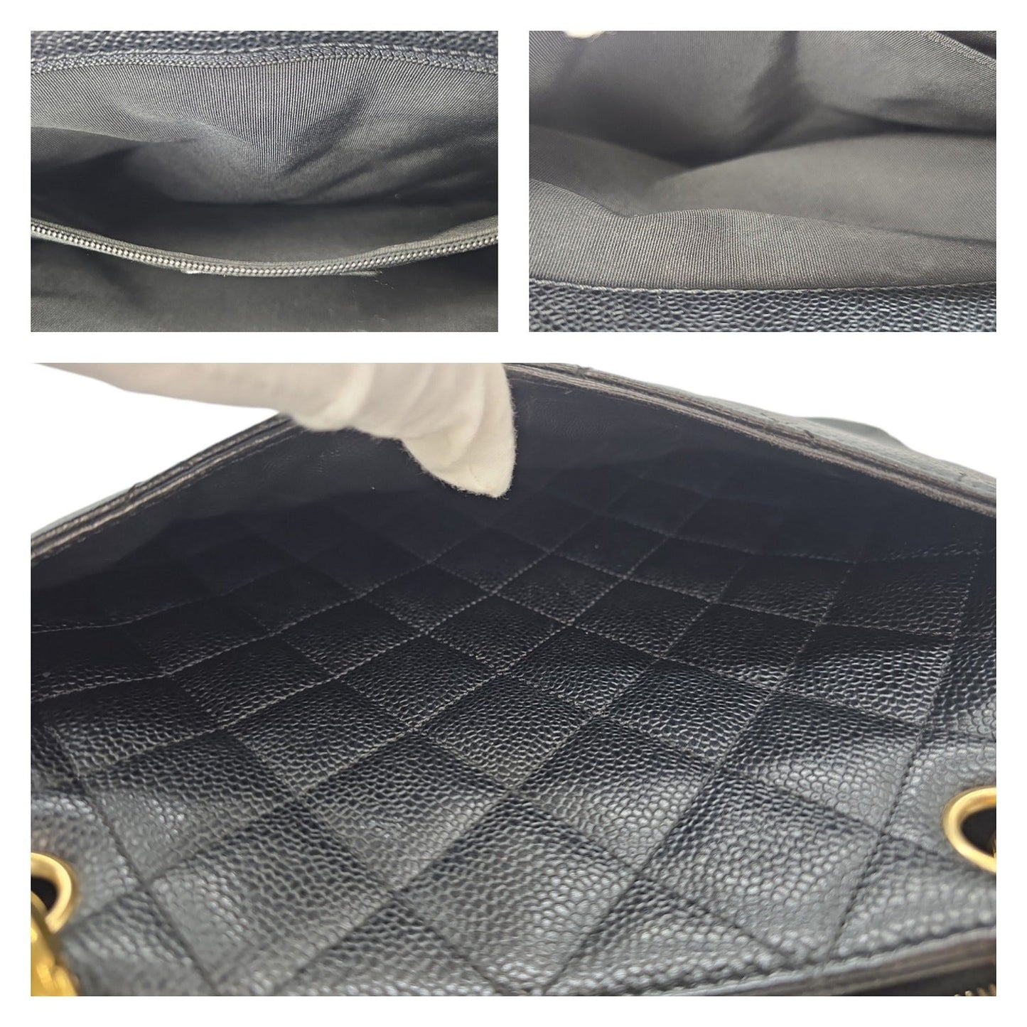 Chanel Vintage Black Quilted Caviar Grand Shopping Tote
