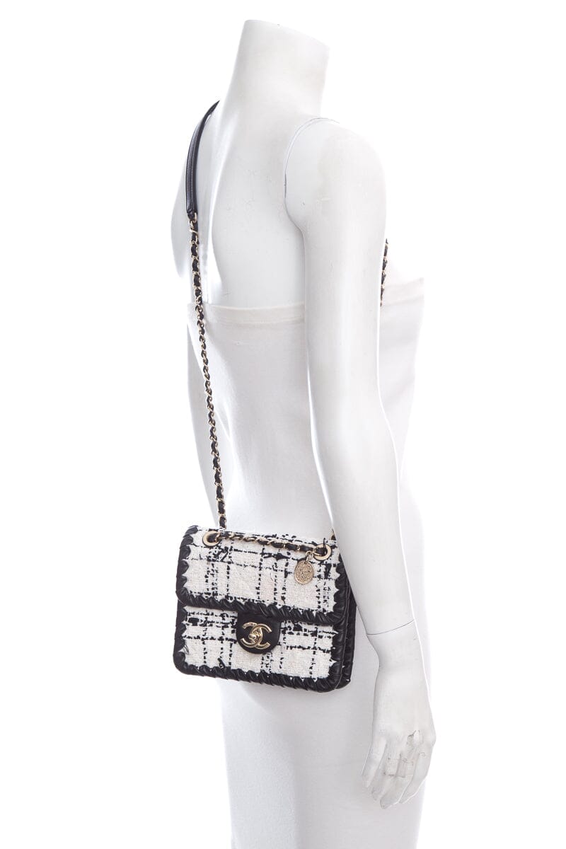 Chanel 2022+ Black & White Tweed Flap Cross-Body AS IS
