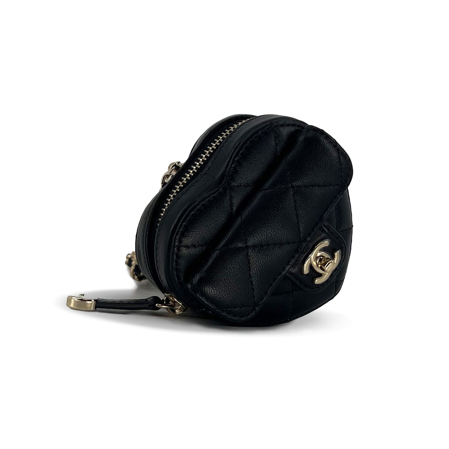 Chanel Black Heart Zipped Coin Calfskin Mini Bag