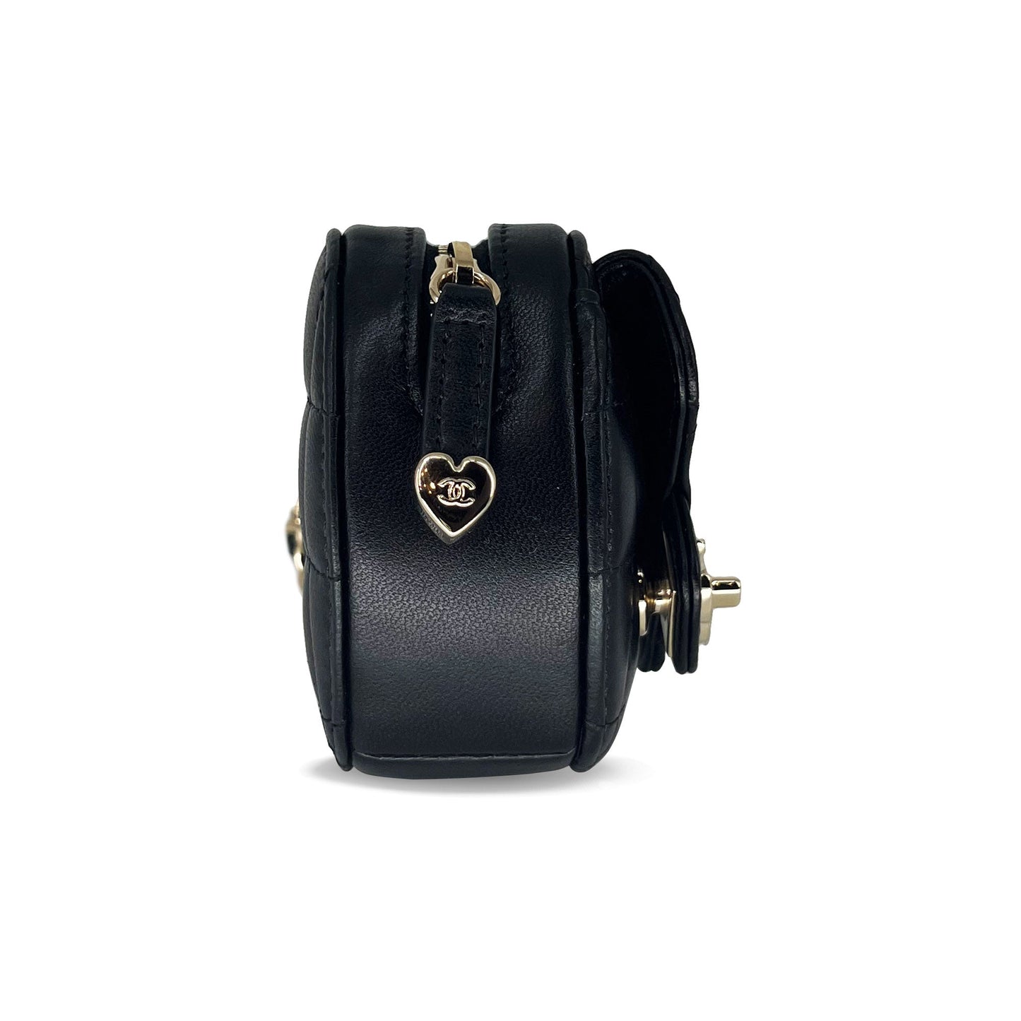 Chanel Black Heart Zipped Coin Calfskin Mini Bag