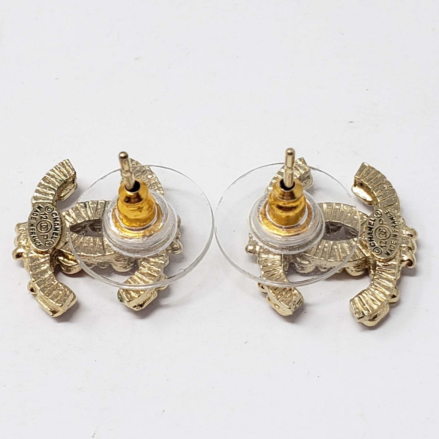 Chanel CC Goldish Earrings with stone