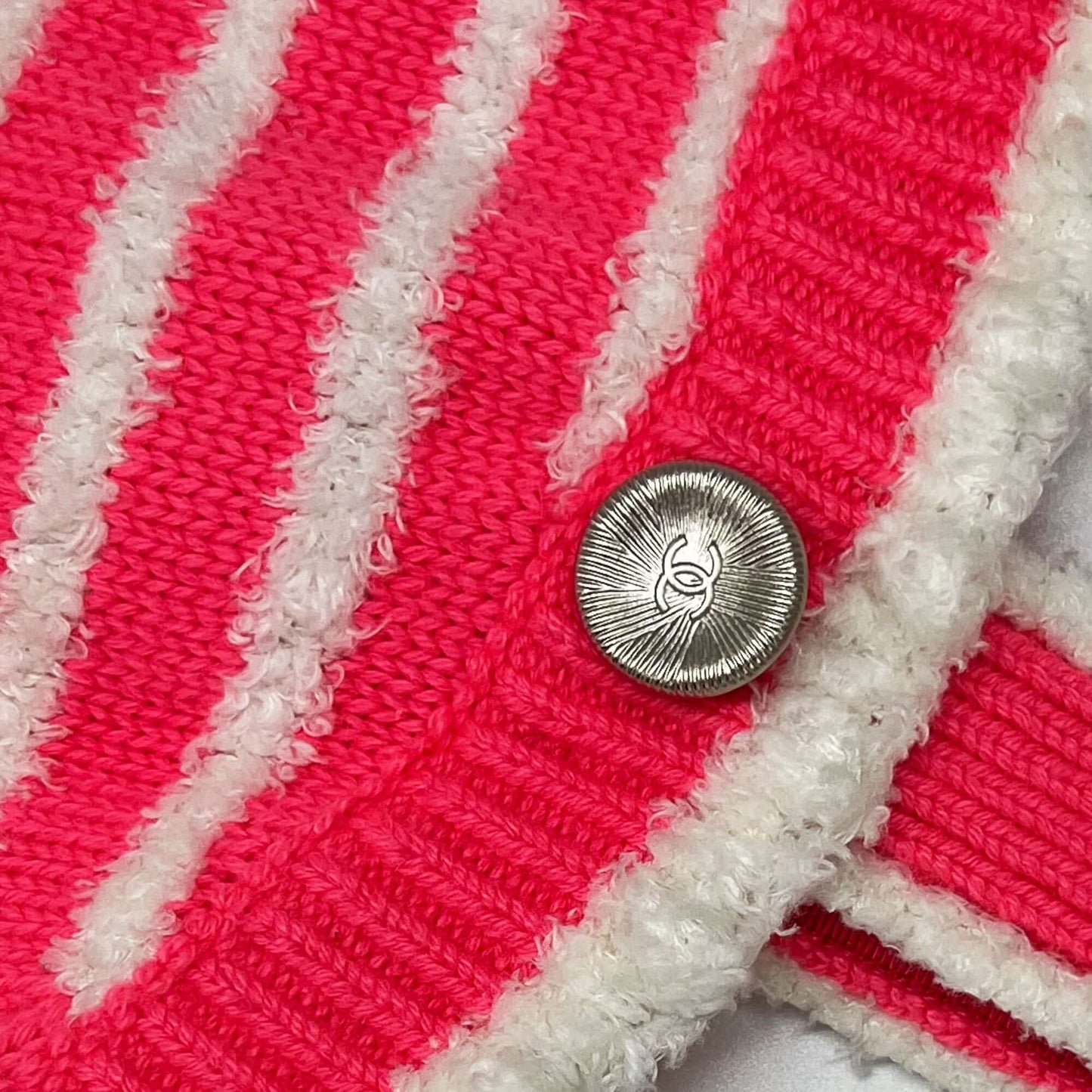 Chanel pink stripe knit dress