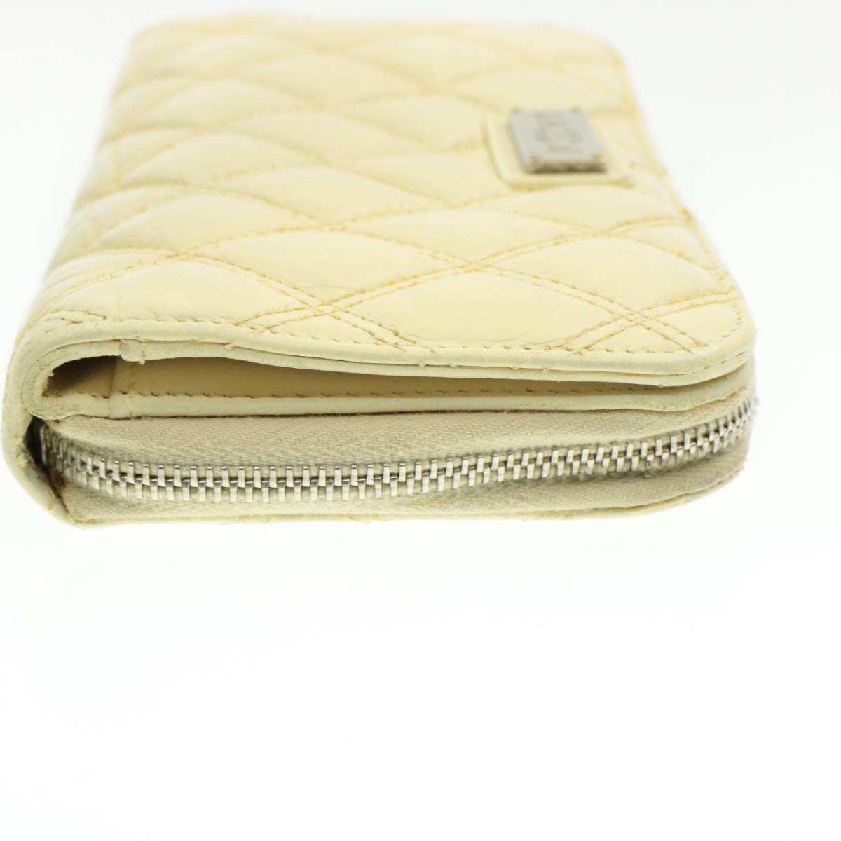 CHANEL Matelasse Zippy Long Wallet Beige CC cr619