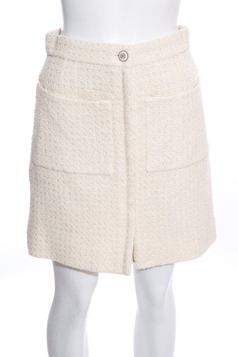 Chanel 2020 Cruise Ivory Fantasy Tweed Skirt SZ 38 NWT