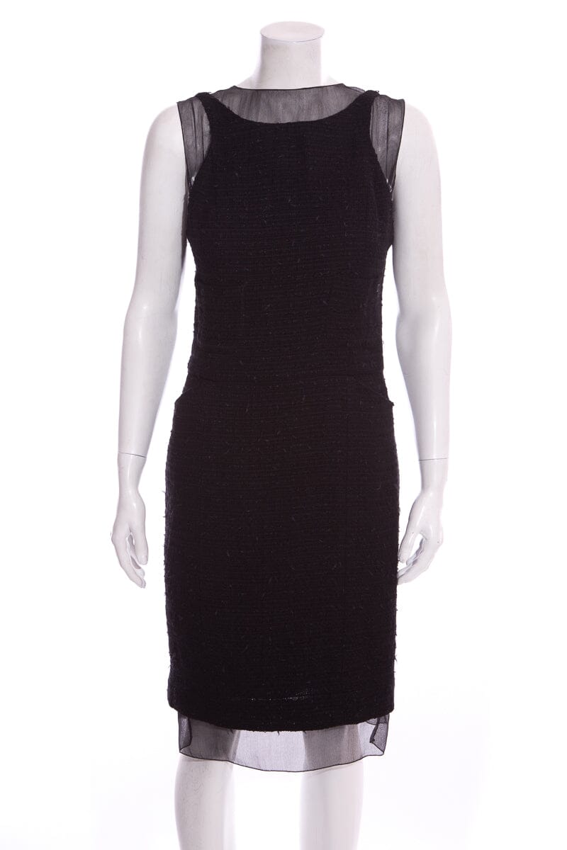 Chanel Pre-Fall '06 Black Tweed/Mesh Dress SZ 38