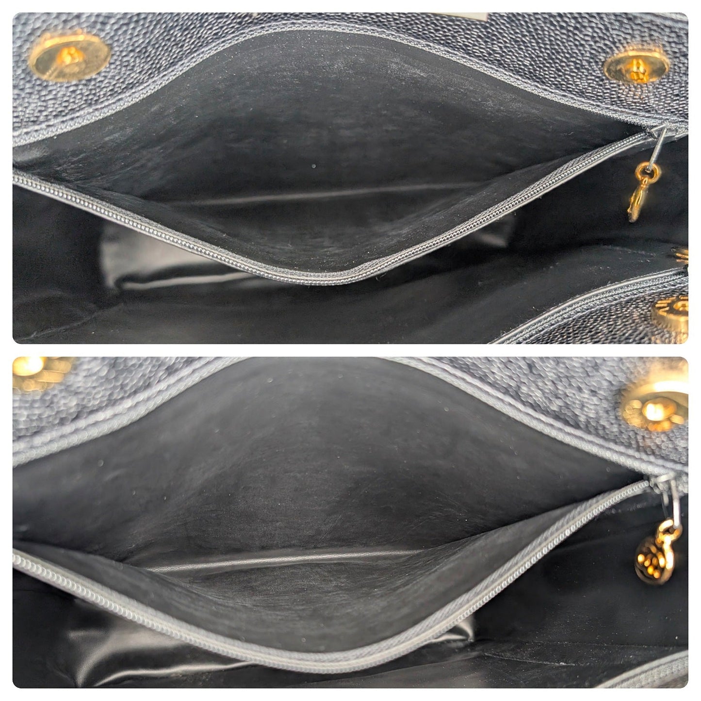 Chanel 90s Black Caviar Triple CC Shopping Tote