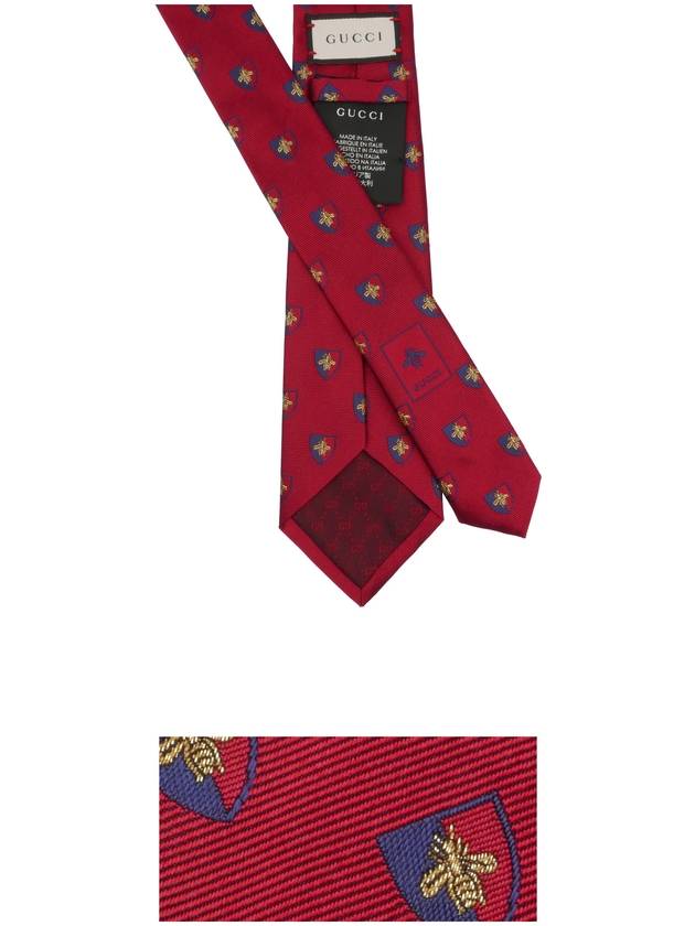 Gucci Bee Logo Silk Tie Red Navy