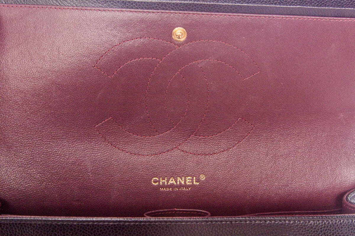 Chanel Black Caviar Classic Jumbo Double Flap GHW Handbag