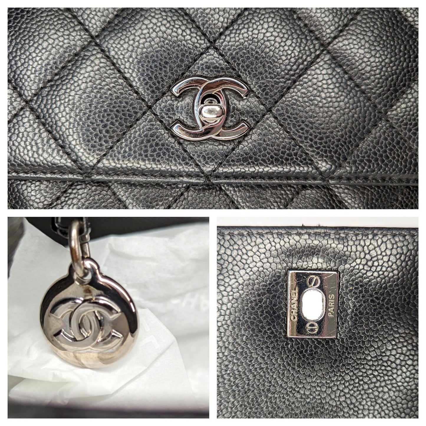 Chanel Vintage Caviar Quilted Kelly Top Handle Bag