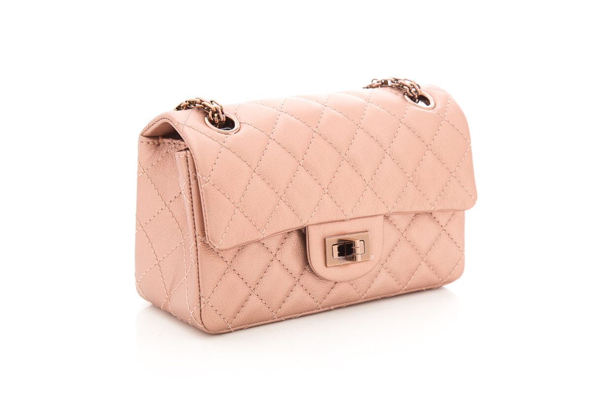 Chanel Metalliic Copper Rose Reissue Mini Flap RGH Bijoux Chain Handbag