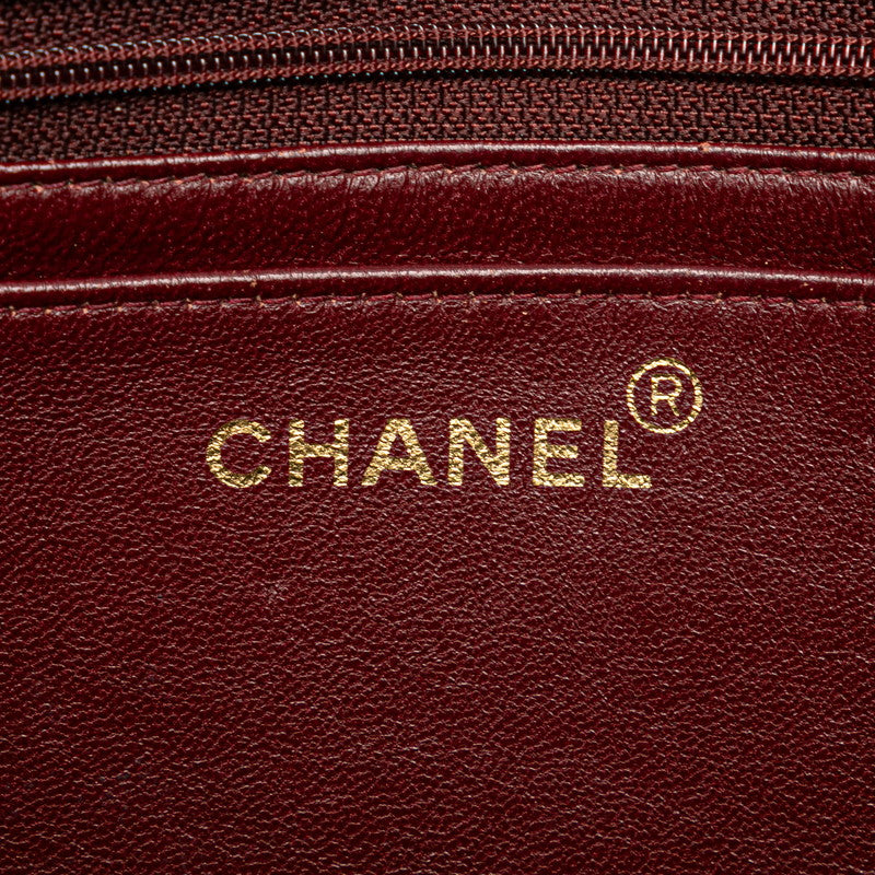 Chanel Mademoiselle Coco Mark Double Flap Chain Shoulder Bag Black Gold Lambskin