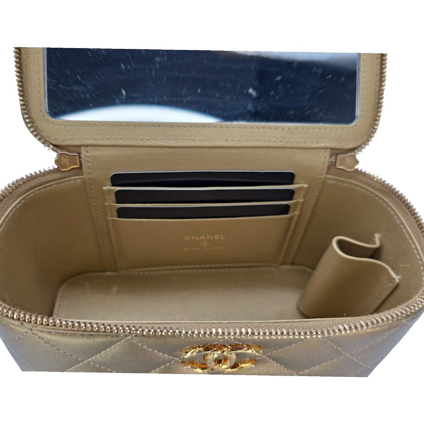 Chanel Metallic Quilted Lambskin Small Dynasty Vanity Case