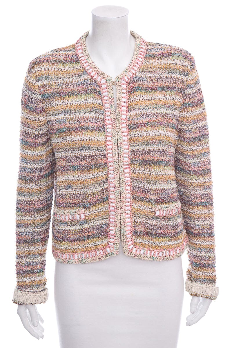 Chanel Multicolor Crochet Cotton Jacket SZ 44