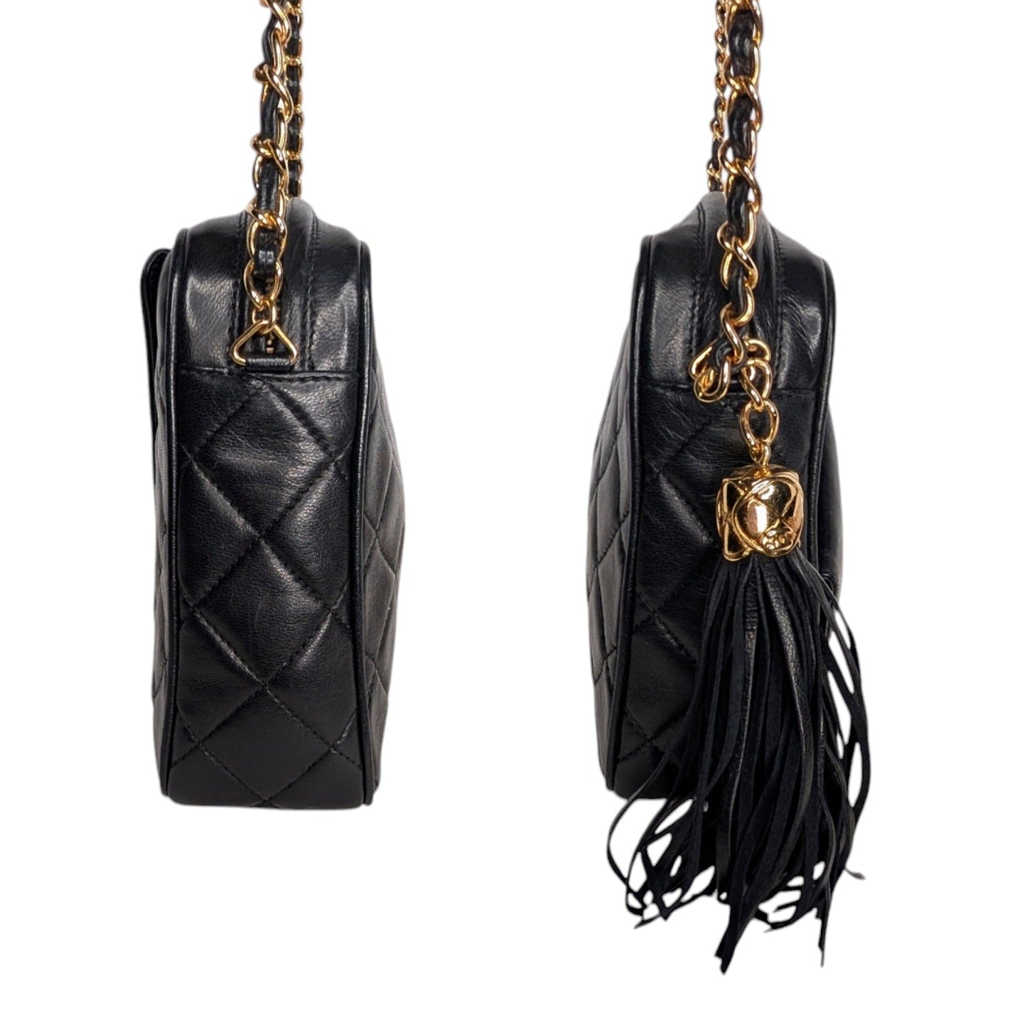 Chanel Vintage Black Quilted Lambskin CC Camera Bag