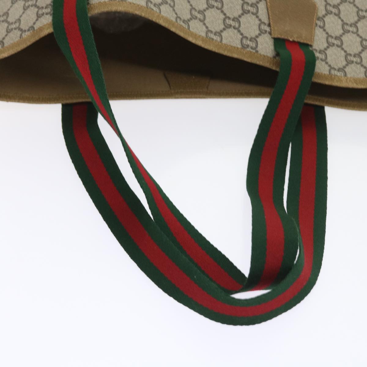 GUCCI GG Plus Supreme Web Sherry Line Tote Bag Beige Red Green ep2191