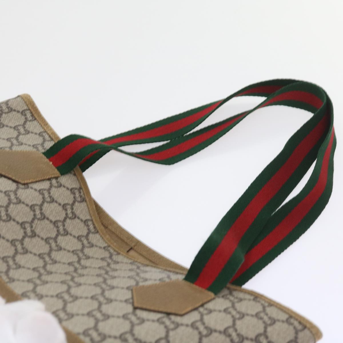GUCCI GG Plus Supreme Web Sherry Line Tote Bag Beige Red Green ep2191