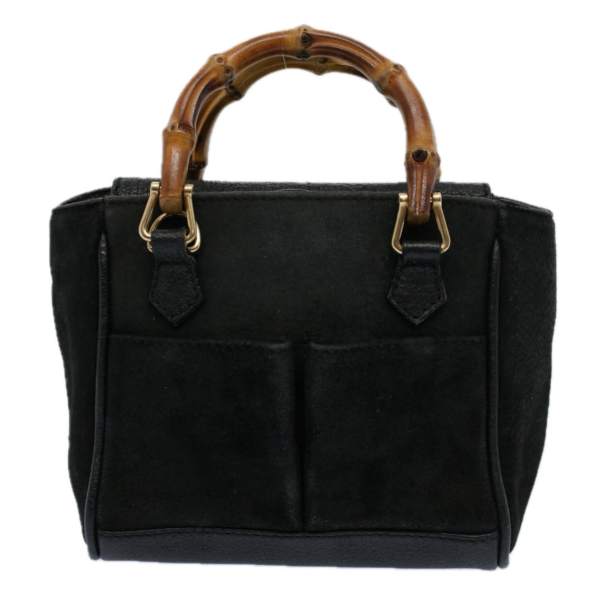 GUCCI Bamboo Hand Bag Suede Leather Black 007 1793 0238 ep2337