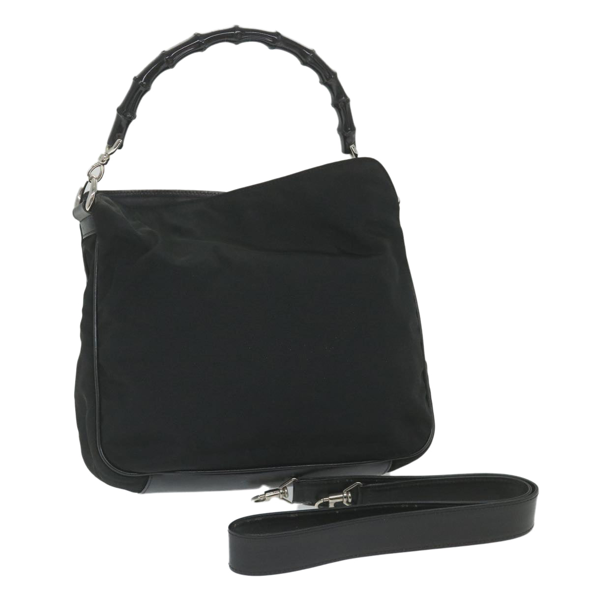 GUCCI Bamboo Shoulder Bag Canvas 2way Black 0011638 ep2478