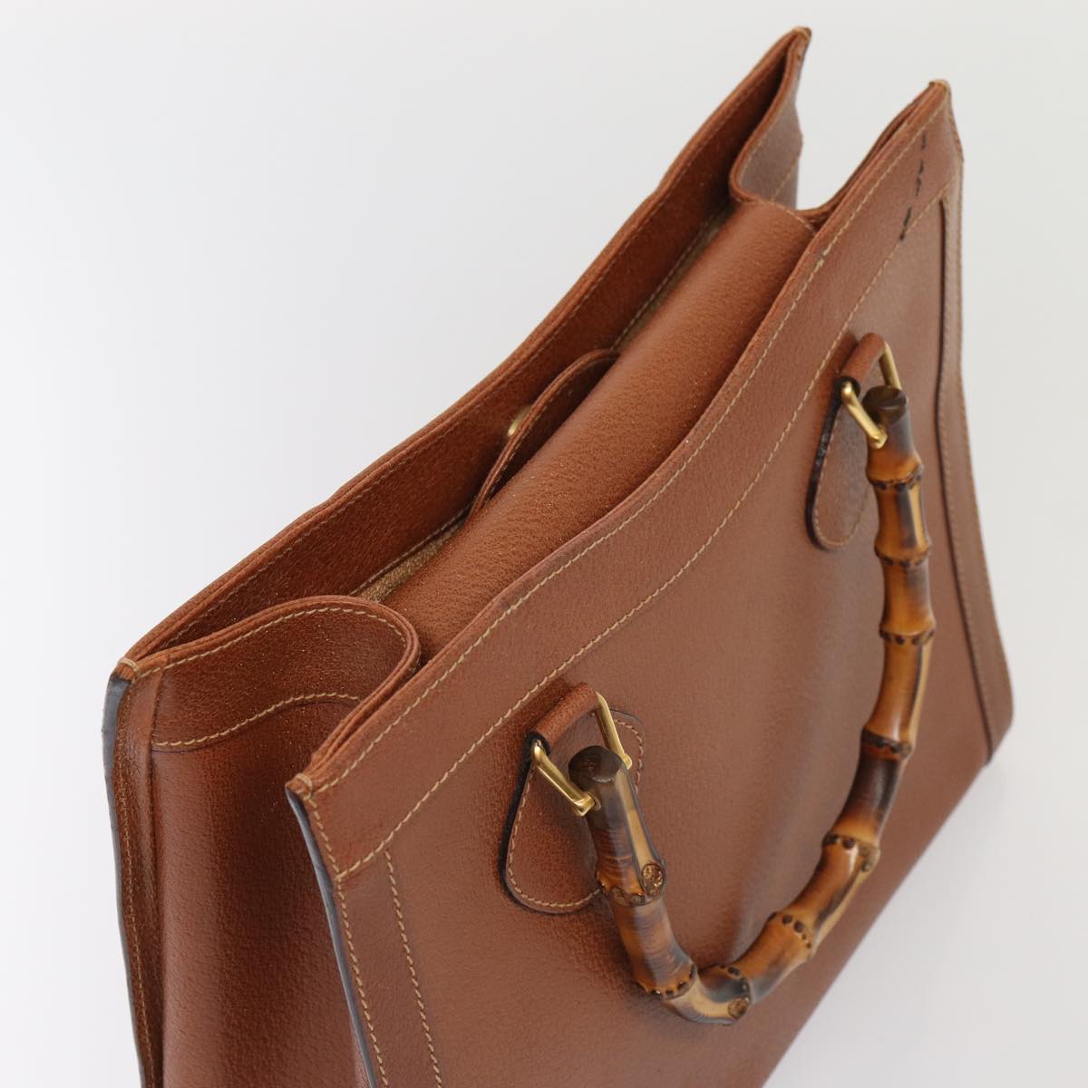 GUCCI Bamboo Hand Bag Leather Brown Gold 002 2853 0260 0 ep5368