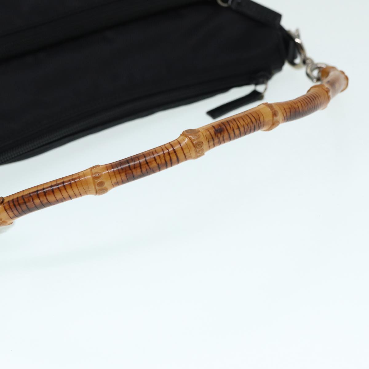 GUCCI Bamboo Hand Bag Nylon Black Silver 000 0509 ep5387