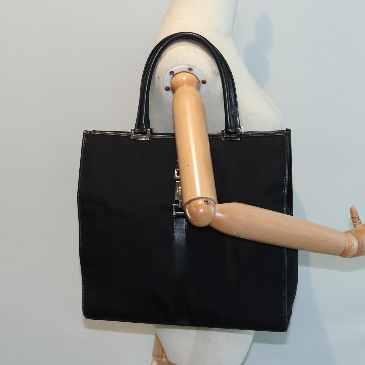 GUCCI Jackie Tote Bag Nylon Black Silver 002 1064 3444 ep5408