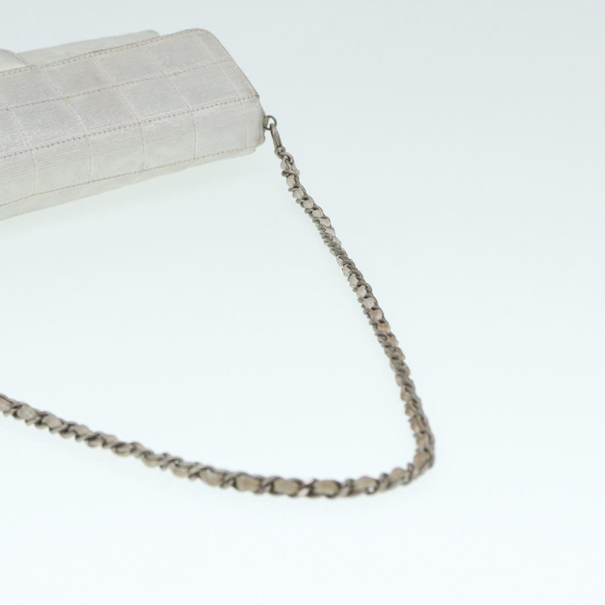 CHANEL Chain New Travel Line Shoulder Bag Nylon Beige Silver CC ep5439