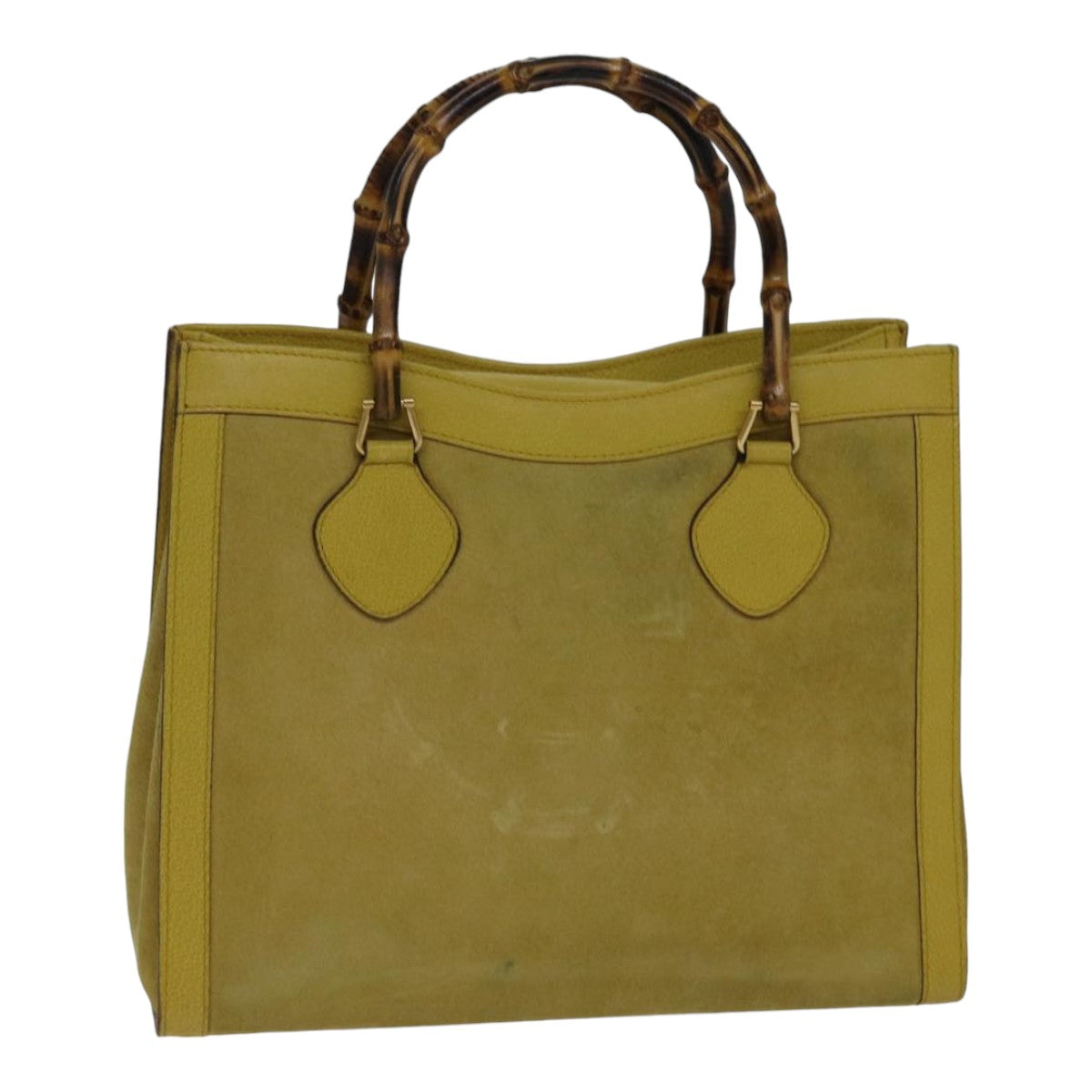 GUCCI Bamboo Hand Bag Suede Leather Yellow Gold 002 2853 0260 0 ep5476