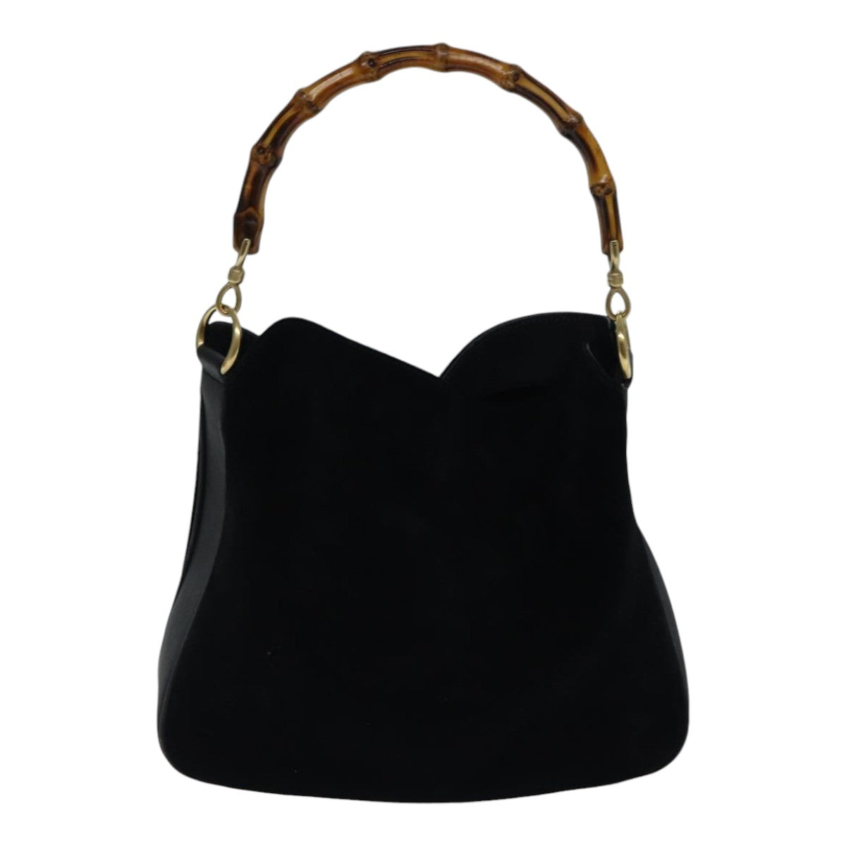 GUCCI Bamboo Hand Bag Suede Black Gold 001 2113 1638 ep5589