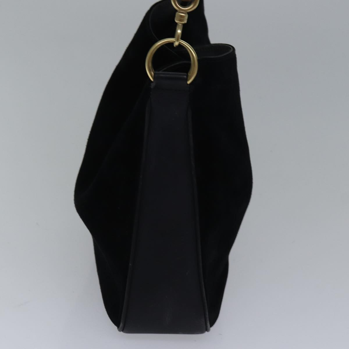 GUCCI Bamboo Hand Bag Suede Black Gold 001 2113 1638 ep5589