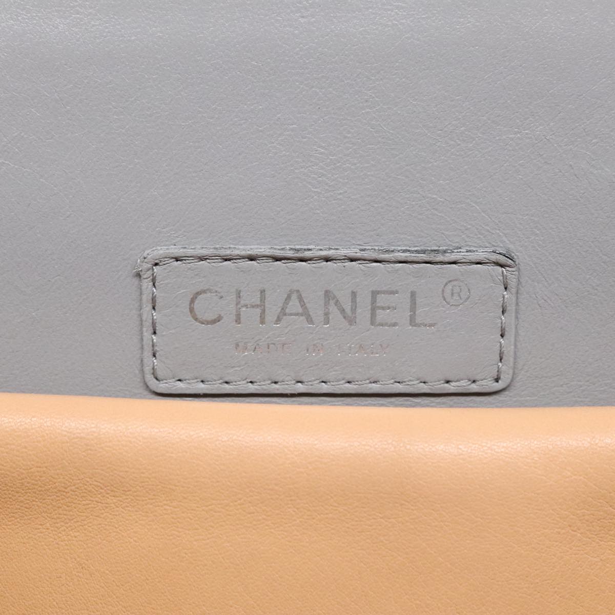 CHANEL Matelasse Chain Tote Bag Leather Beige Silver CC ep5902