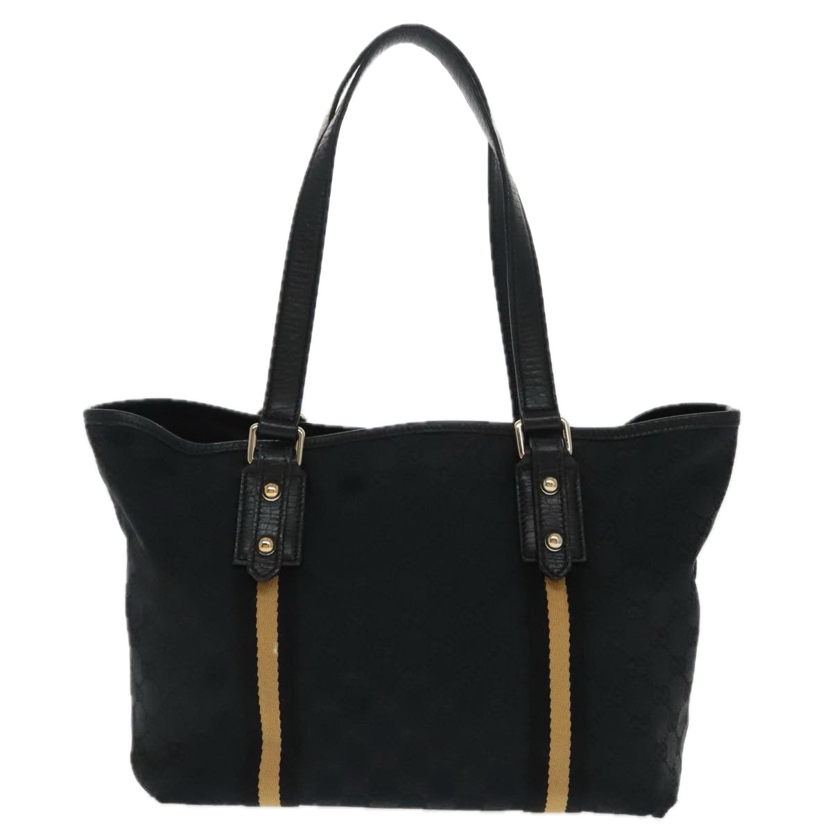 GUCCI GG Canvas Sherry Line Tote Bag Black White 137396 ep6288