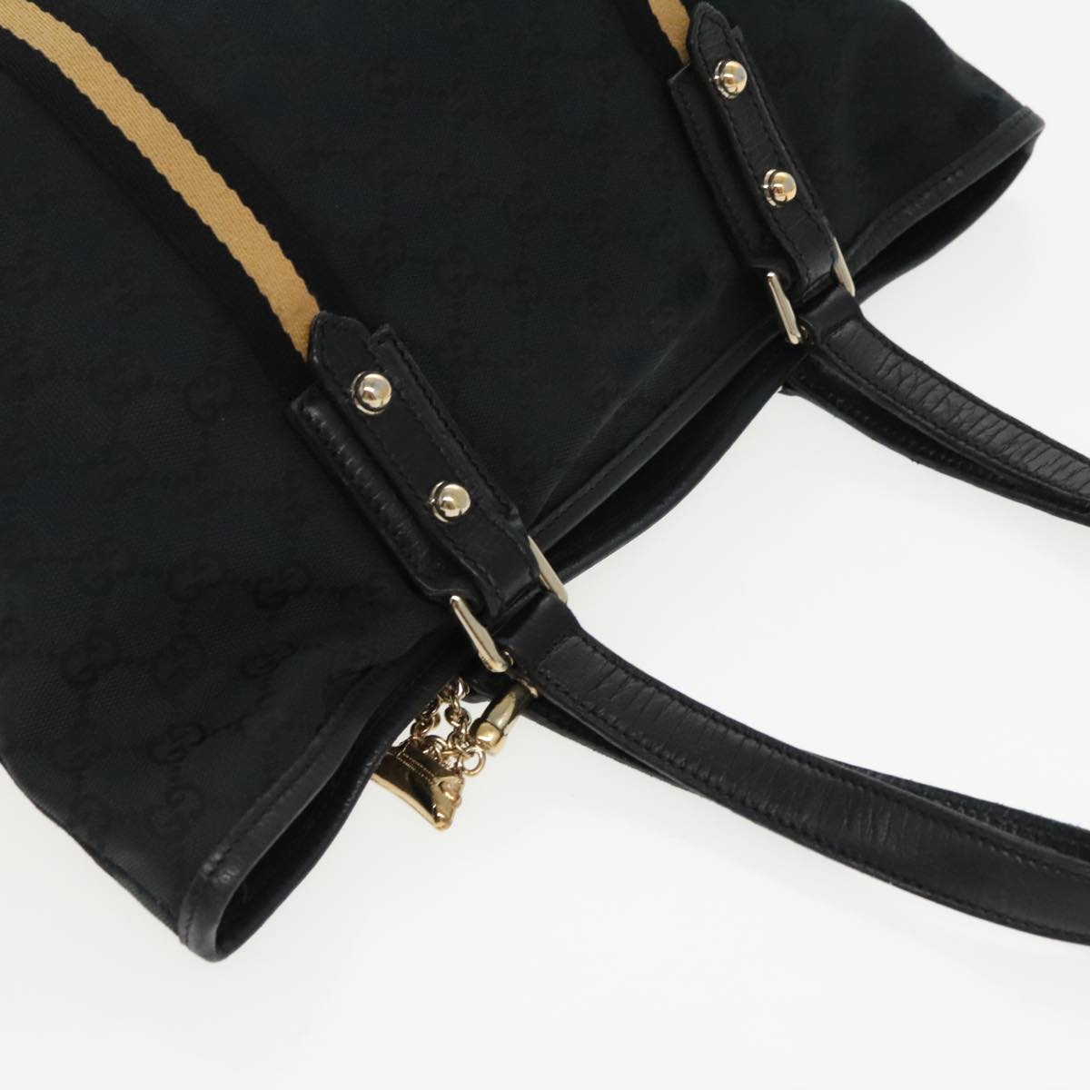 GUCCI GG Canvas Sherry Line Tote Bag Black White 137396 ep6288