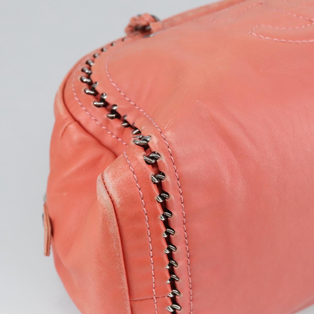 CHANEL COCO Mark Chain Hand Bag Leather Pink Silver CC ep6290