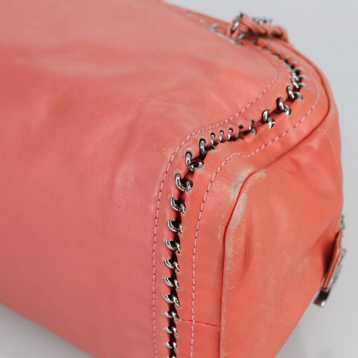 CHANEL COCO Mark Chain Hand Bag Leather Pink Silver CC ep6290