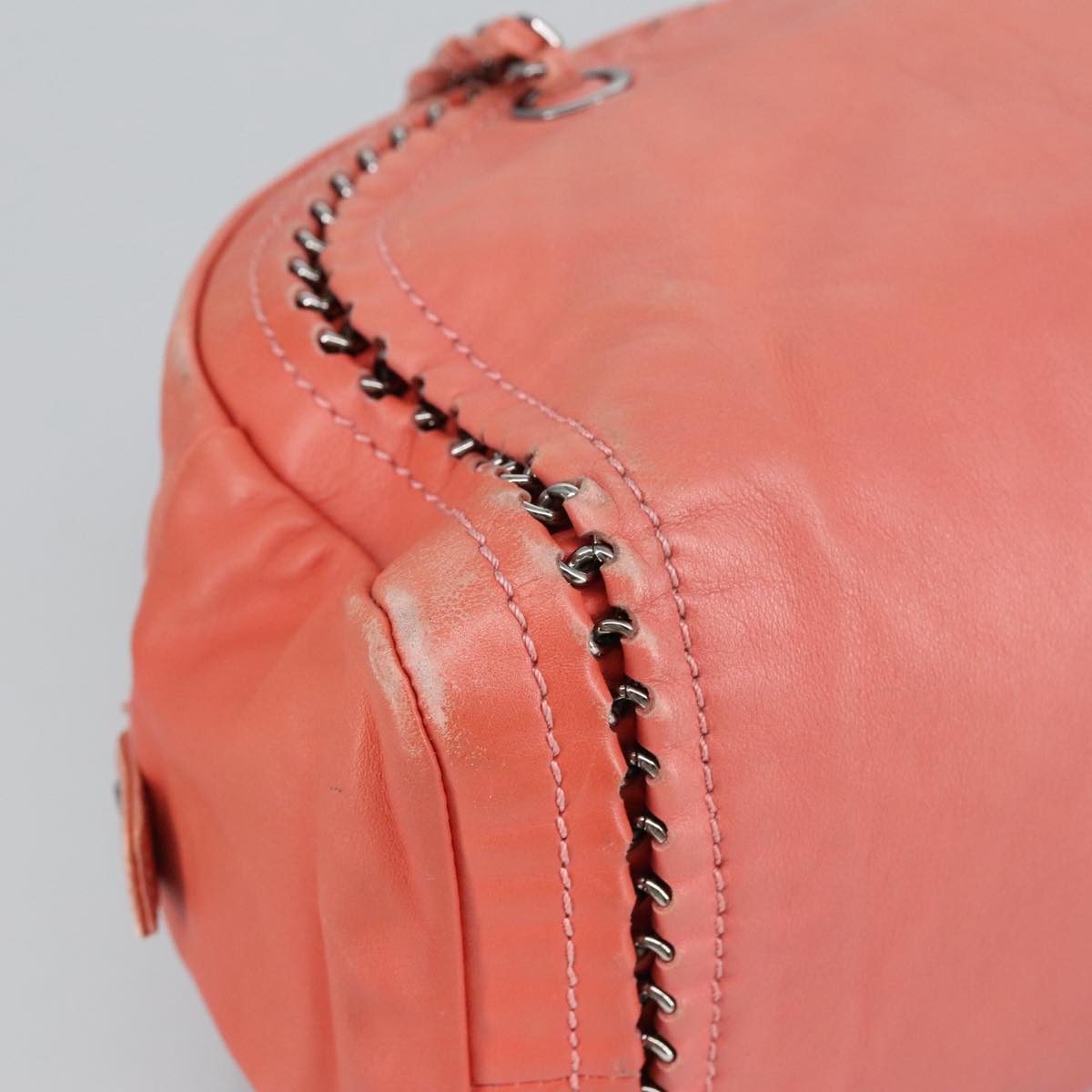 CHANEL COCO Mark Chain Hand Bag Leather Pink Silver CC ep6290