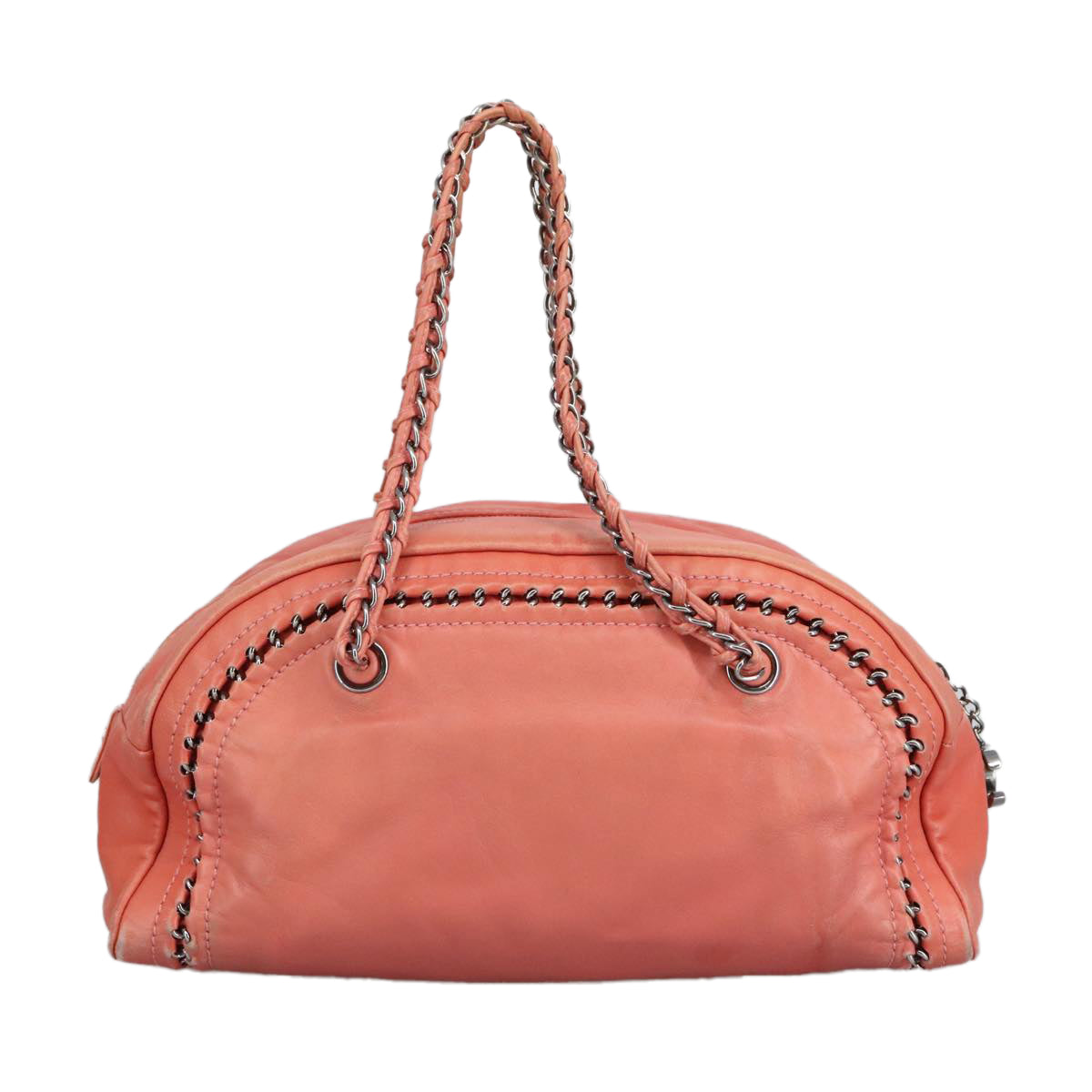 CHANEL COCO Mark Chain Hand Bag Leather Pink Silver CC ep6290