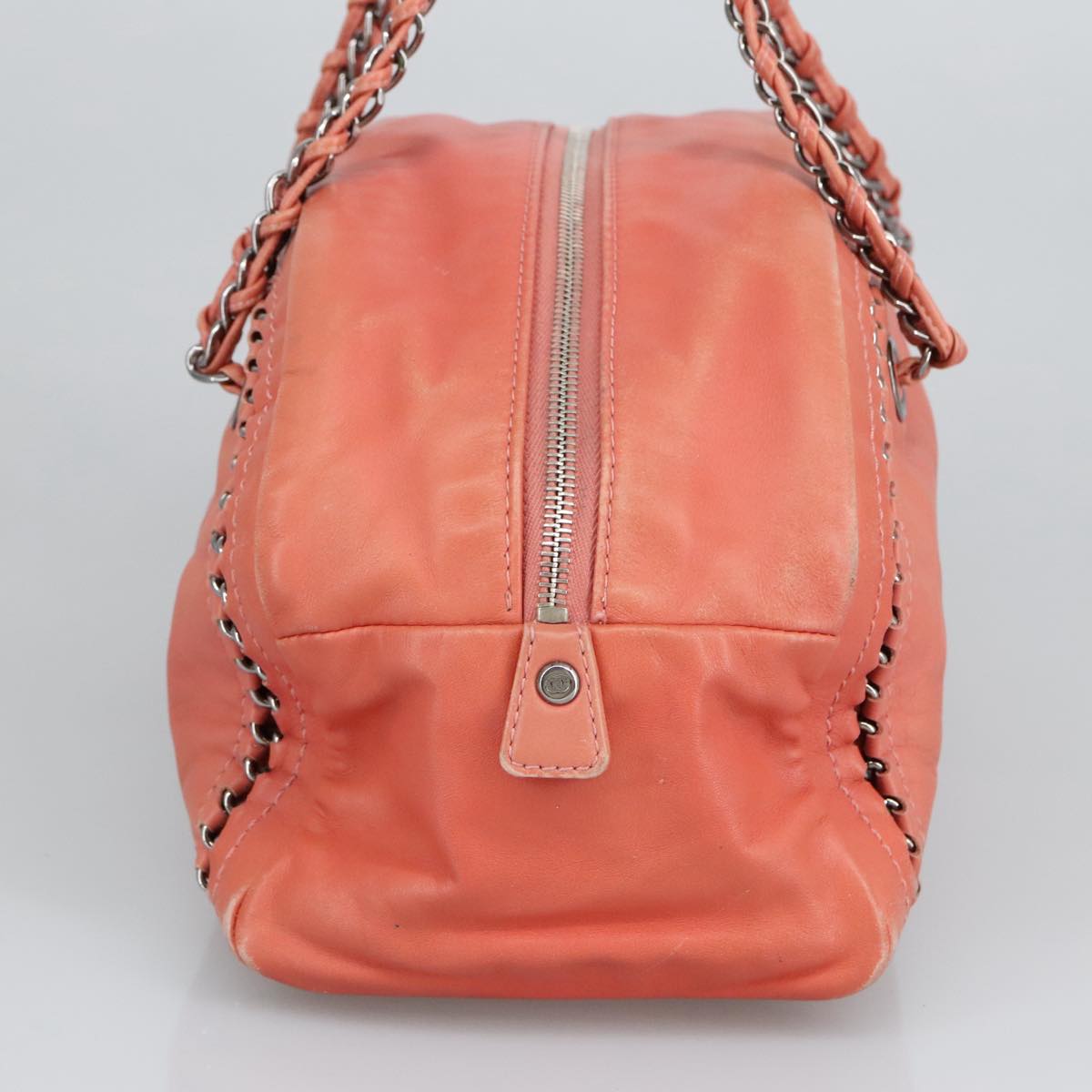CHANEL COCO Mark Chain Hand Bag Leather Pink Silver CC ep6290
