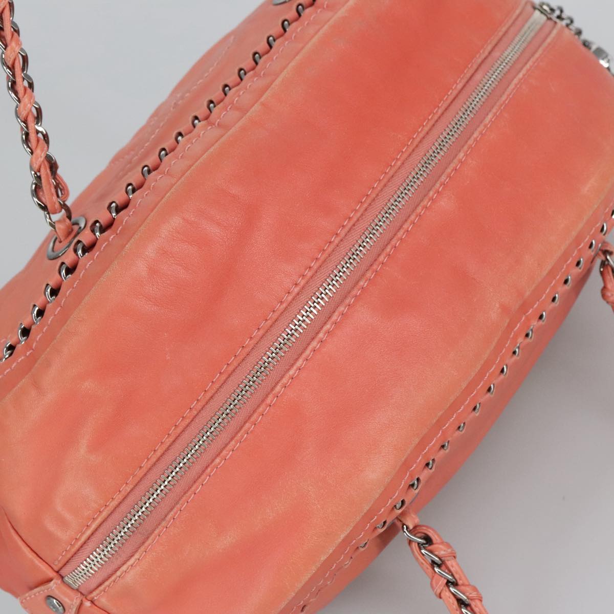 CHANEL COCO Mark Chain Hand Bag Leather Pink Silver CC ep6290